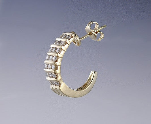 Superb Stunning 14k Yellow Gold Channel Set Diamond Huggie Earrings