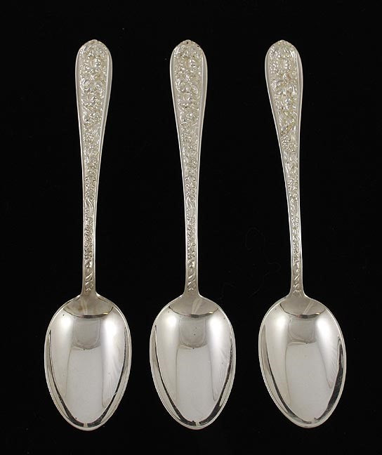 3 Stieff Corsage Sterling Silver Five o'Clock Teaspoons