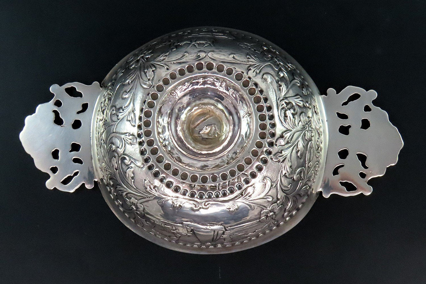 1902 Small Dutch Silver Footed Bowl Genre Scenes w/ Fancy Decorations