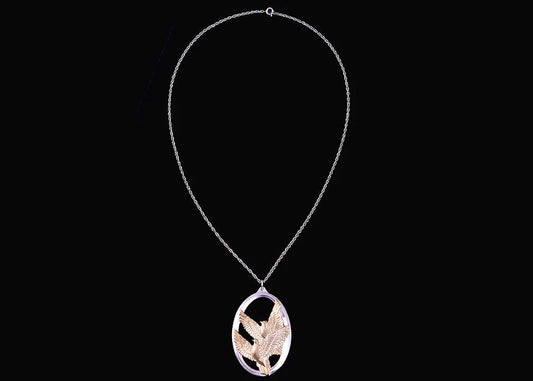 Vintage Gilt Sterling Silver Pendant w/ 2 Doves and "Peace/Goodwill", by Wallace