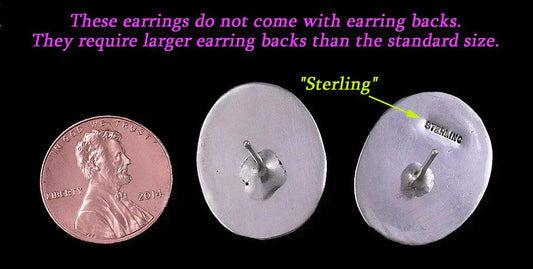 Genuine American Southwest Vintage Sterling Silver Turquoise Pierced Earrings