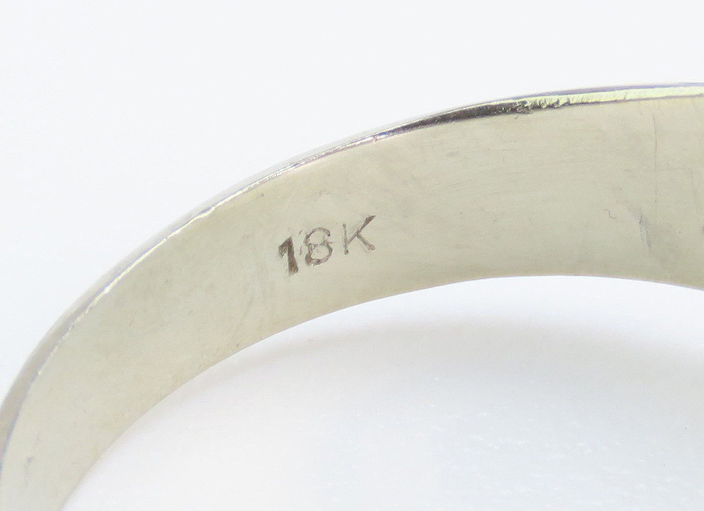 Stylish c1920s Art Deco 18k White Gold Diamond Engraved Octagonal Ring