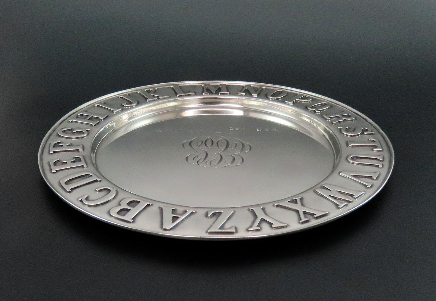 Stunning Krider Co Sterling Silver Child's Plate Alphabet Border 7 1/2 Inches