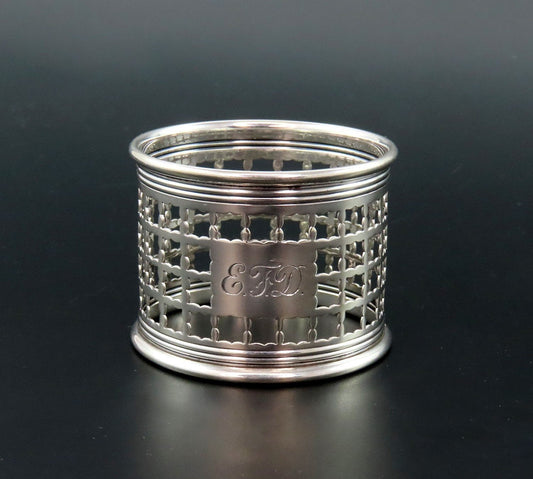 Nice Antique Gorham Sterling Silver Openwork Net Lattice Napkin Ring B3631