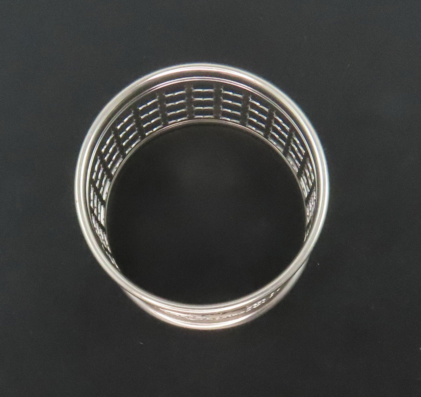 Nice Antique Gorham Sterling Silver Openwork Net Lattice Napkin Ring B3631