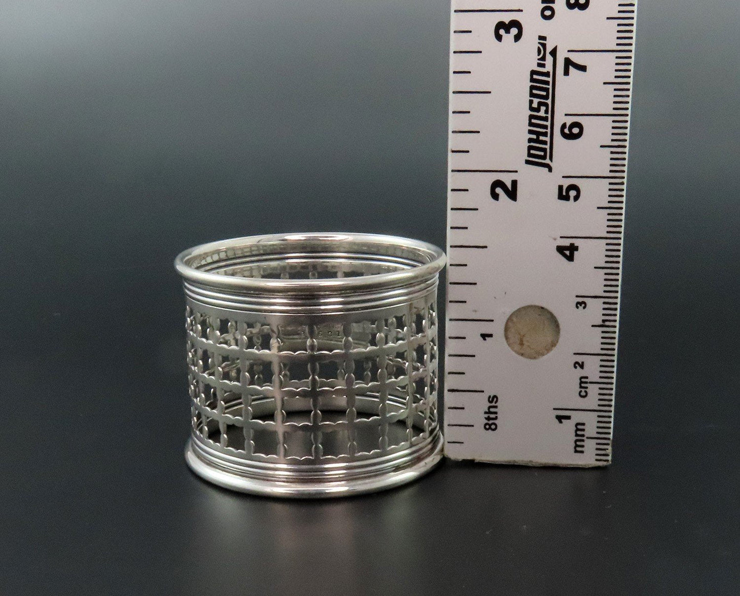 Nice Antique Gorham Sterling Silver Openwork Net Lattice Napkin Ring B3631