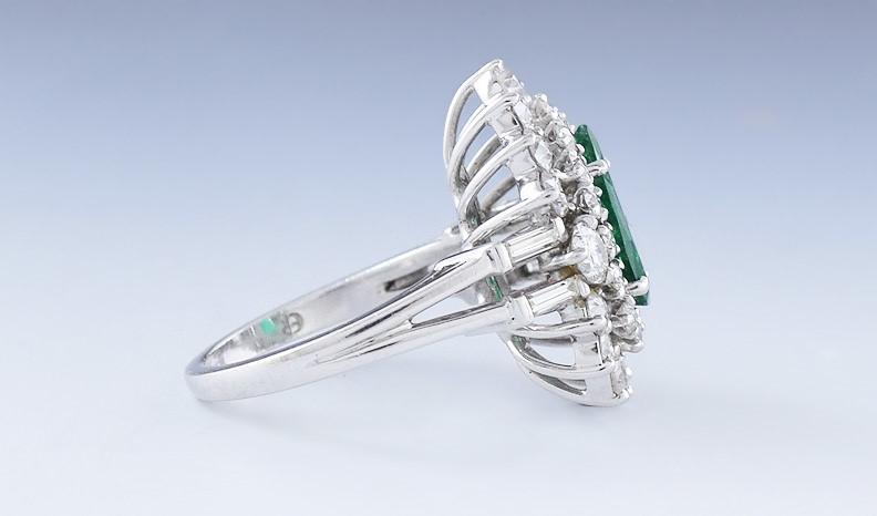 Gorgeous Platinum ~1ct Emerald & ~2ct Diamond Ring