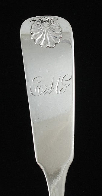 Antique 1845 Russian Silver Fiddle Shell Stuffing Serving Spoon 12.5"