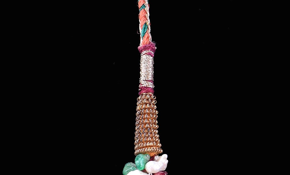 Lovely 1920s/30s Twisted Emerald/Ruby/Pearl Gemstone Necklace, Likely of India