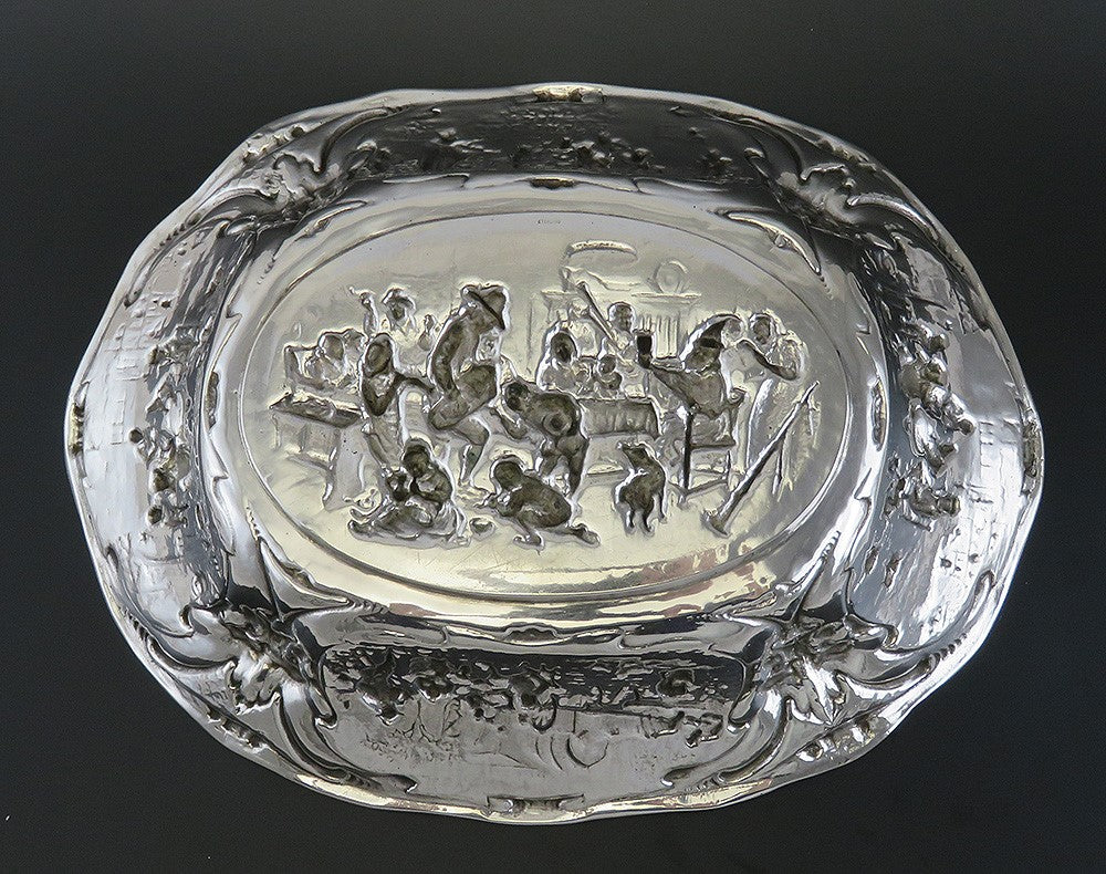 Antique 1917 Dutch Silver Colonial Style Hand Chased Centerpiece Cabinet Bowl