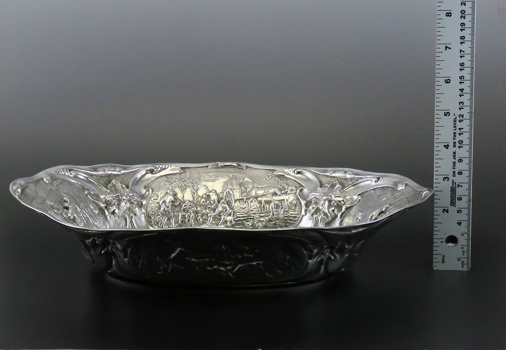 Antique 1917 Dutch Silver Colonial Style Hand Chased Centerpiece Cabinet Bowl