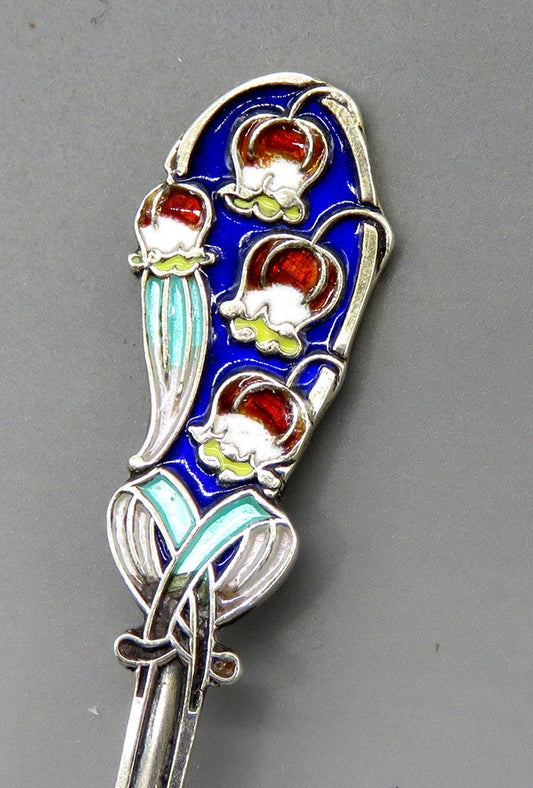 Antique Art Nouveau Norwegian Sterling Cloisonné Enamel Novelty Spoon