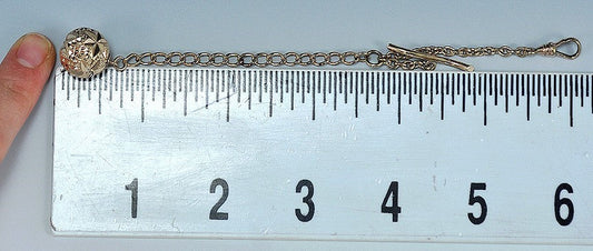 1800s GP American Victorian Watch Fob and Chain w/ Nicely Cut Gold Gilt Ball