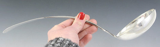 Antique 1830s Kirk Fiddle American 917 Silver Soup Punch Ladle 12 1/2"