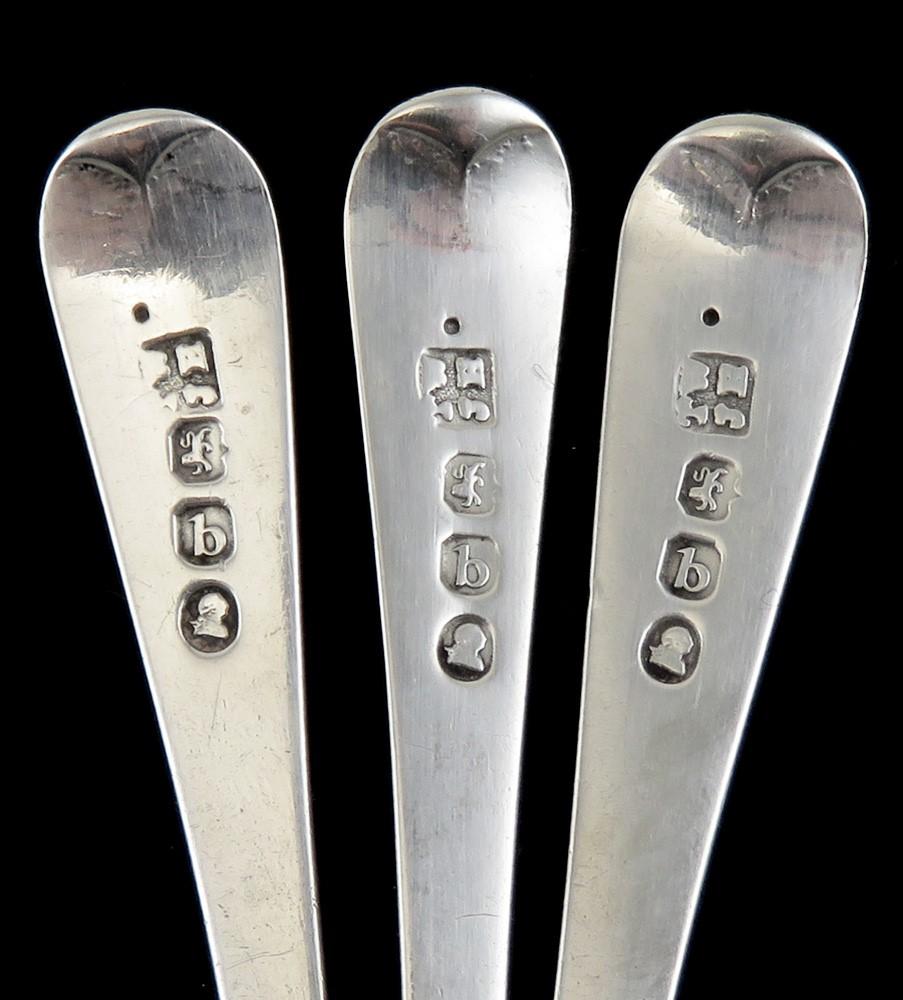 3 Antique 1817 English Georgian Sterling Silver Master Salt Spoons
