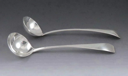 Pair Antique English Georgian c1800 Sterling Silver Gravy/Sauce Ladle NO MONOS