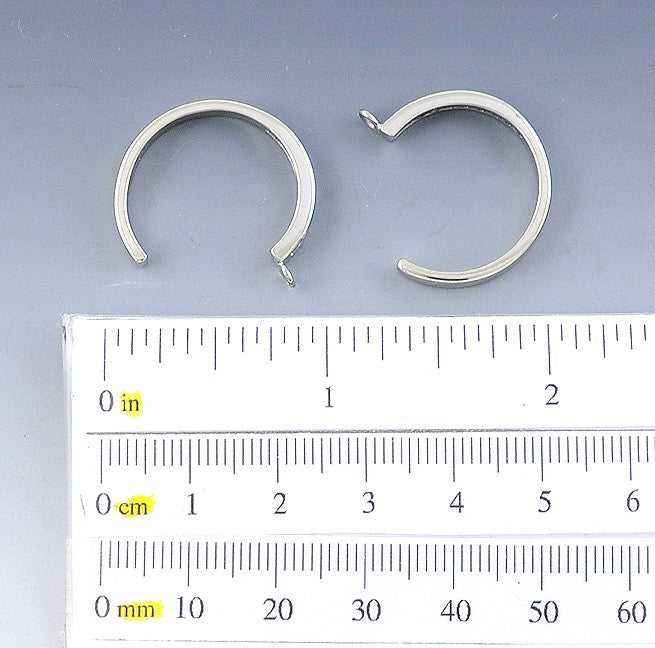 Lovely Pair 14k White Gold & ~.66ct Diamond Earring Enhancers Half-Hoops
