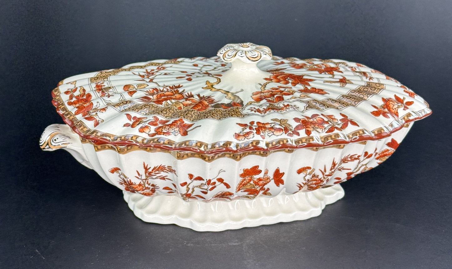 Large Old Copeland Spode India Tree Covered Entrée Dish