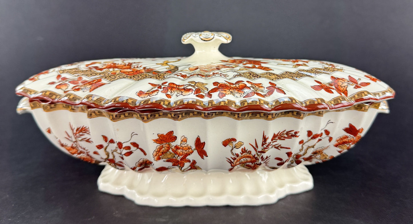 Large Old Copeland Spode India Tree Covered Entrée Dish