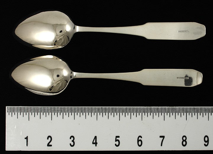 2 American Coin Silver Coffin End Tablespoons c1805