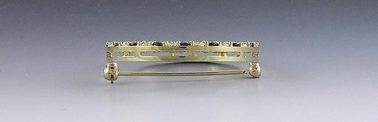 Fabulous 18K Gold ~1.02ct Diamond & ~1.02ct Sapphire Circle Brooch / Pin