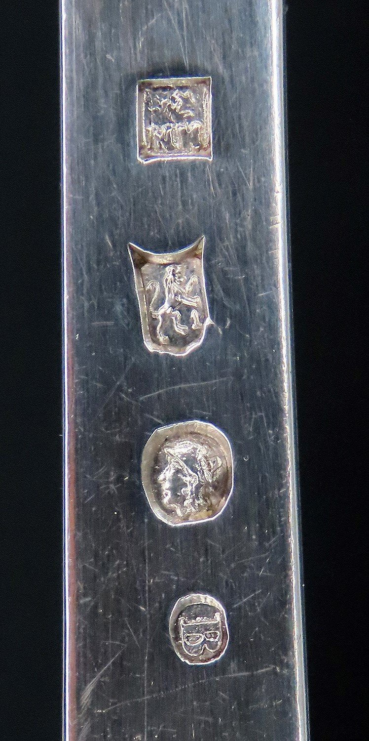 Rare 1836 Large Pair Dutch 1st Standard 934 Silver Jointed Salad Serving Tongs