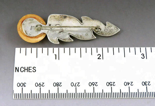 Unique Sterling Silver Carved Moon Face Man Tribal Brooch Pin