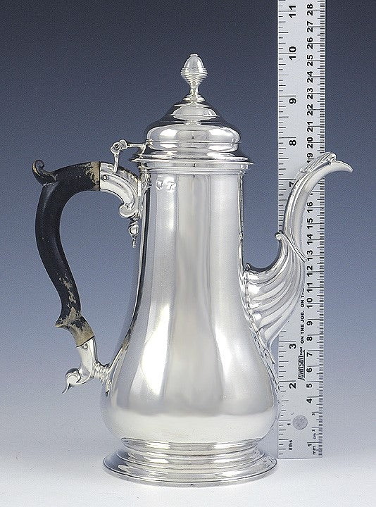 Antique 1741 English Sterling Silver Wood Teapot Coffeepot