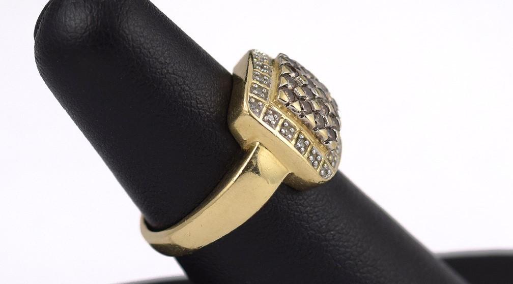 Gleaming 14k Yellow Gold Square Ring w/ Pink and White Diamonds Thailand Sz 6