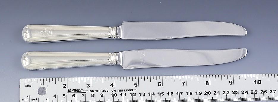 Fantastic Set 12 American Sterling Silver Handle Fiddle Thread Dinner Knives
