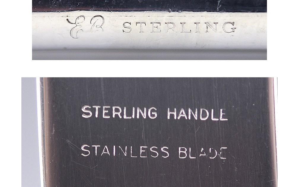 Fantastic Set 12 American Sterling Silver Handle Fiddle Thread Dinner Knives