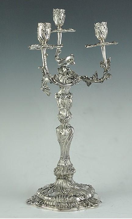 Stunning Antique c1900 German Dresden Silver hand Chased Candelabra 18"
