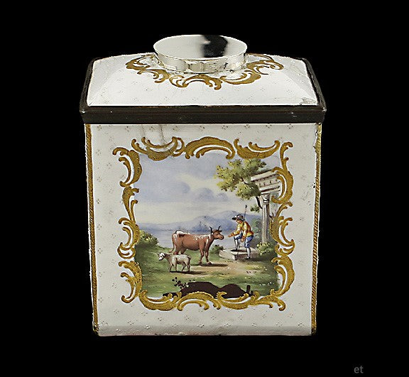 Rare South Staffordshire Enamel Tea Caddy c1770