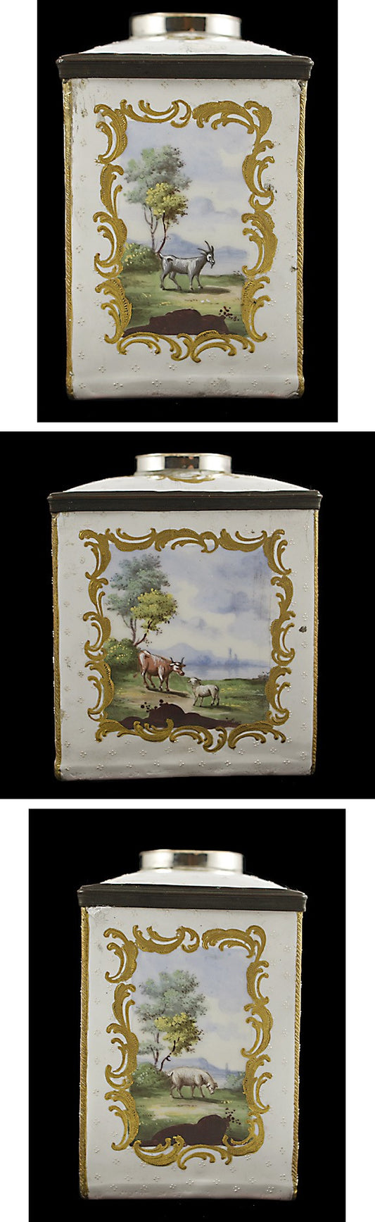 Rare South Staffordshire Enamel Tea Caddy c1770