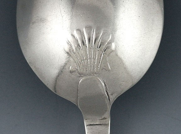 8 c1760-80s Colonial Coin Silver Feathered/Reeded Edge Teaspoons American