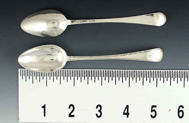 8 c1760-80s Colonial Coin Silver Feathered/Reeded Edge Teaspoons American