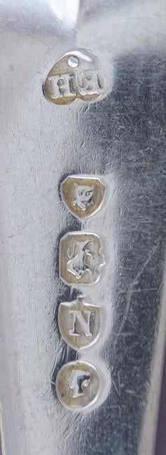 Superb Set 6 English Victorian/Georgian Sterling Silver Twist Feather Teaspoons