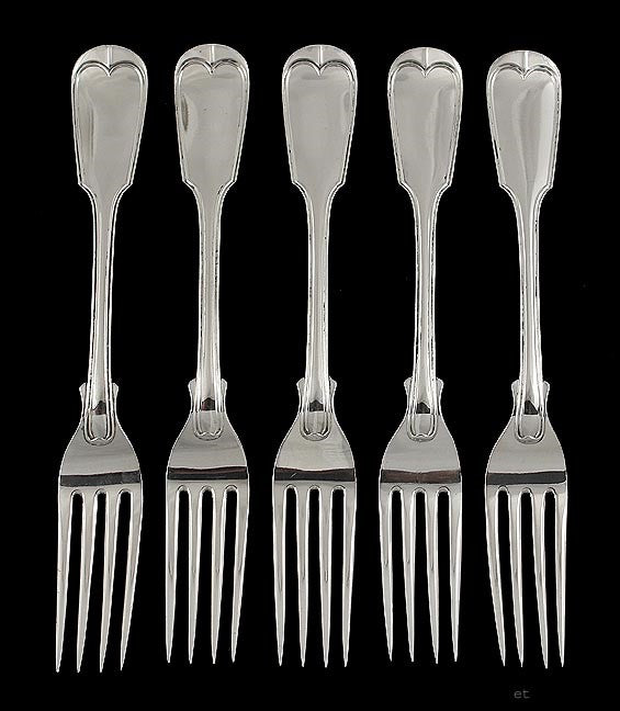 5 Gurnee 1830 New York Coin Silver Dinner Forks