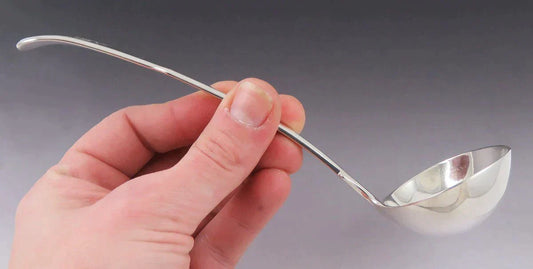 1812 English Georgian Sterling Silver Fiddle Eagle Crown Crest Sauce/Gravy Ladle