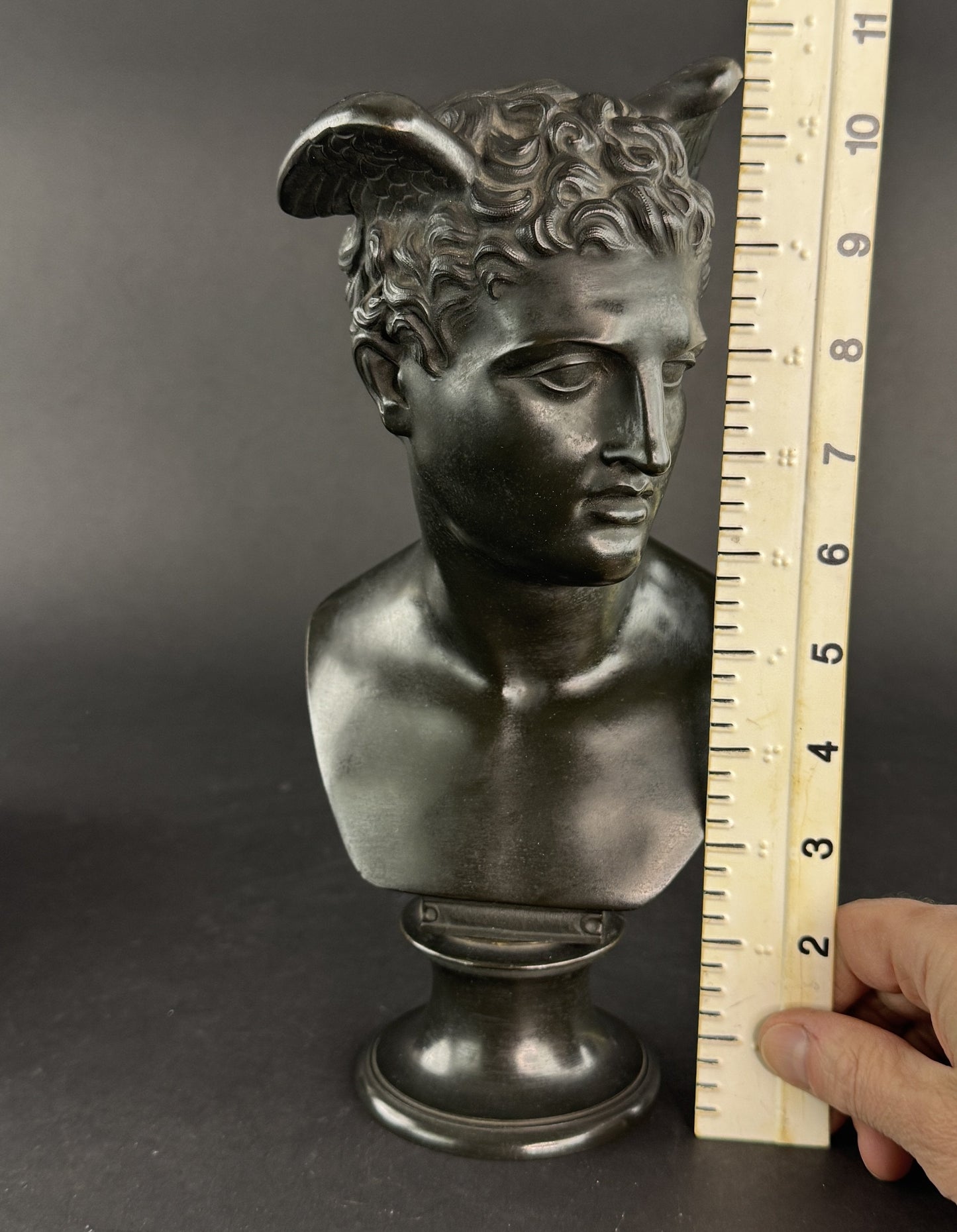 Very Nice c1850-1900 French Bronze Bust of Hermes Mercury Greek Roman Style