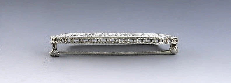 c1905 American 14k Gold Platinum Topped Edwardian Filigree Openwork Brooch/Pin