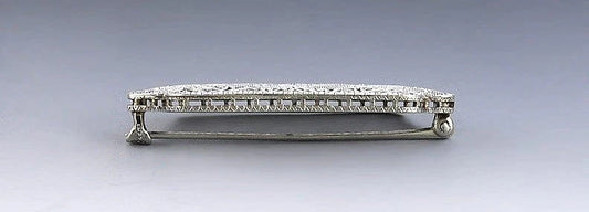 c1905 American 14k Gold Platinum Topped Edwardian Filigree Openwork Brooch/Pin