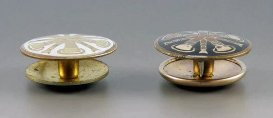 Antique Victorian Gold Filled Enamel Firefighter Collar Lapel Buttons