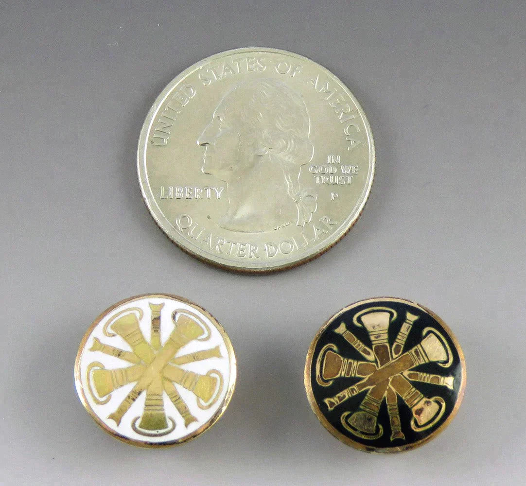 Antique Victorian Gold Filled Enamel Firefighter Collar Lapel Buttons