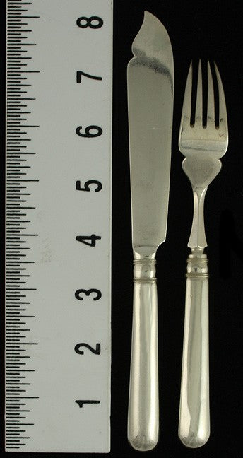 12pc Antique c1900 Chinese Export Silver Fish Set Forks Knives
