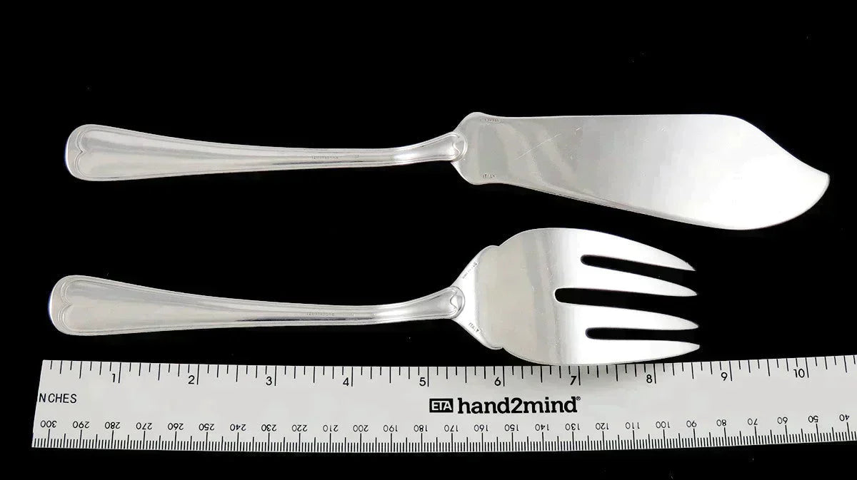 Fine Quality Italian Sterling Silver Buccellati Old Italian Fork Knife Fish Set