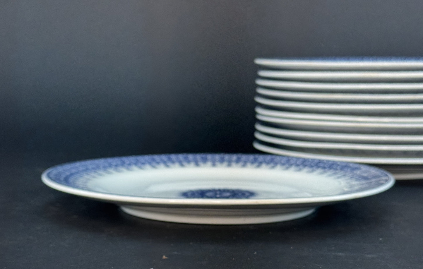 11 Royal Worcester Salad or Luncheon Plates Blue-And-White 1889