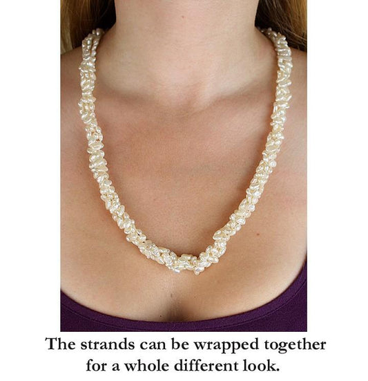 Triple Strand Baroque Pearl & 14K Gold Torsade Necklace
