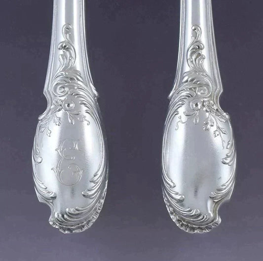 c1900 Fab German Bruckmann Sons Silver 40pc Fish Set w Serving Pieces E Mono