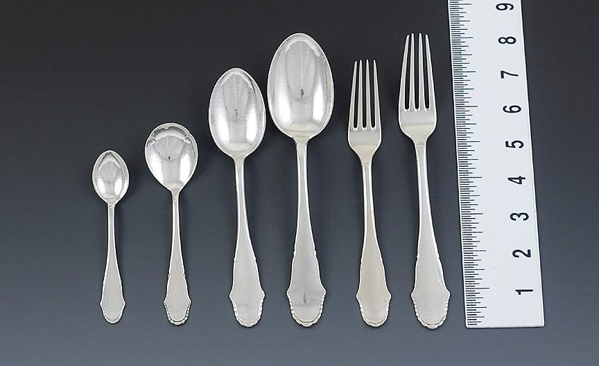 40pc Antique c1925 Danish Hand Hammered Silver Spoon Fork Flatware Set